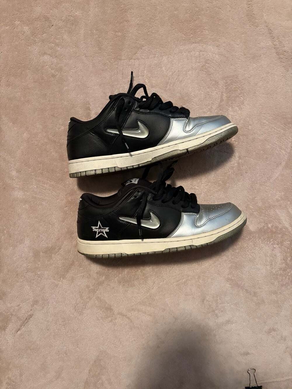 Supreme x Nike SB Dunk Low OG QS Metallic Silver Black
